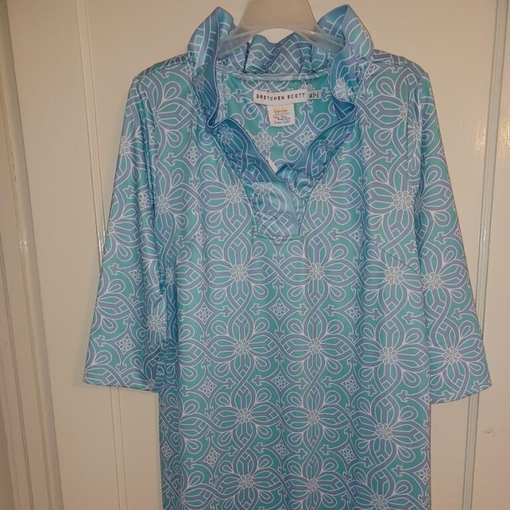 Gretchen Scott Designs Light Blue & White Floral Midi Dress